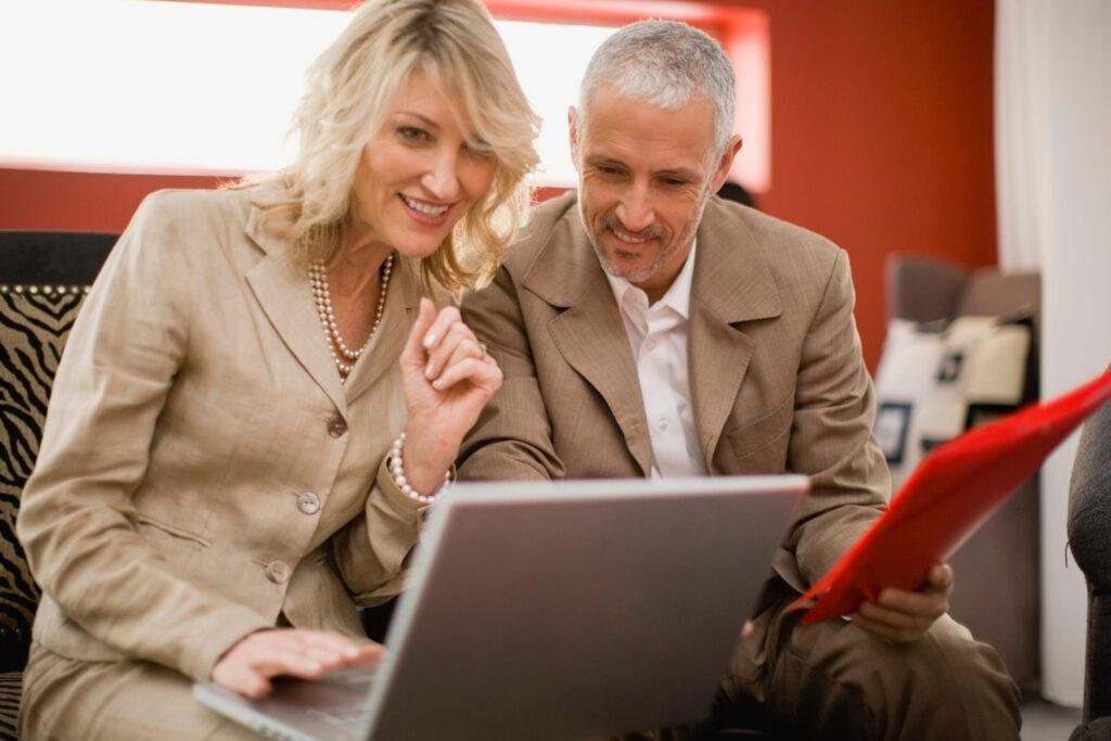 Business people working in lounge