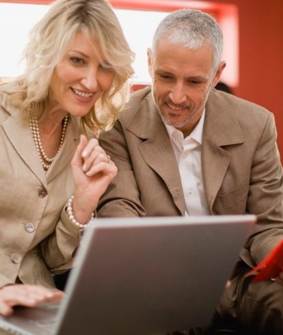 Business people working in lounge